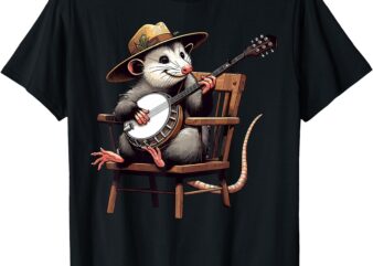 Opossum Playing Banjo Musician Player Music Playing Expert T-Shirt