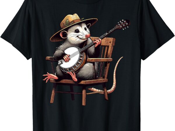 Opossum playing banjo musician player music playing expert t-shirt