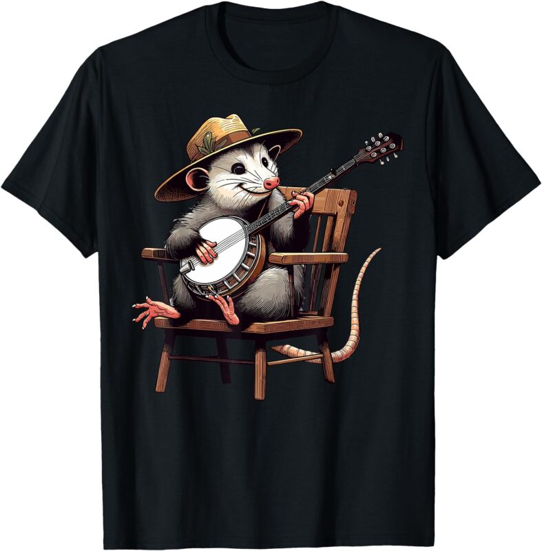 Opossum Playing Banjo Musician Player Music Playing Expert T-Shirt