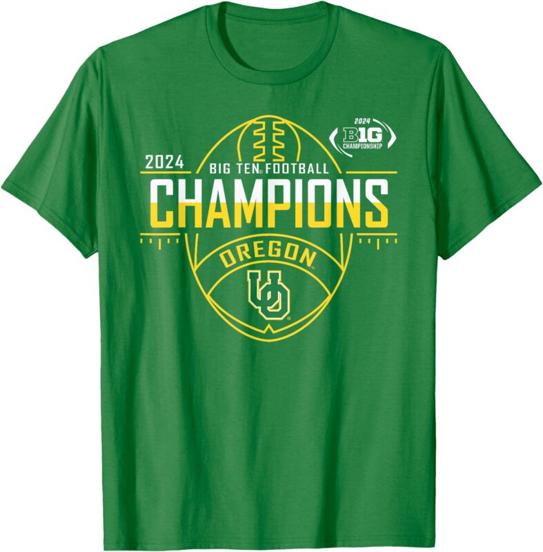 Oregon Ducks Big Ten Champs 2024 Football Blitz Green T-Shirt