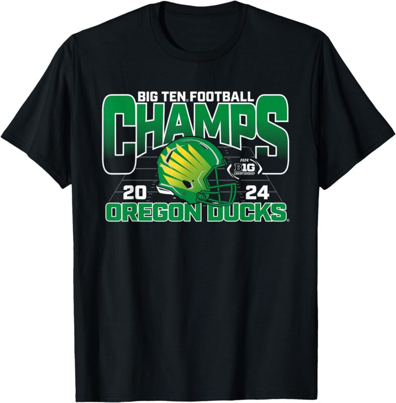 Oregon Ducks Big Ten Champs 2024 Football Helmet Black T-Shirt