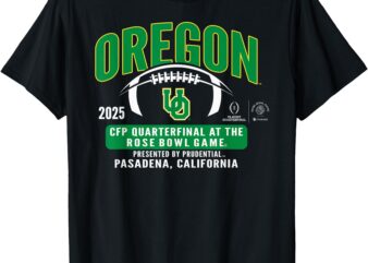 Oregon Ducks Rose Bowl 2024-25 CFP Quarterfinal Black T-Shirt