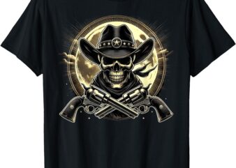 Outlaw Justice Cowboy Skull Guns for Western Lovers T-Shirt