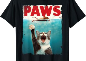 PAWS Parody Cat Mouse Humorous Cat Chasing Mouse Kitten T-Shirt