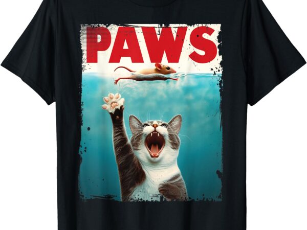 Paws parody cat mouse humorous cat chasing mouse kitten t-shirt