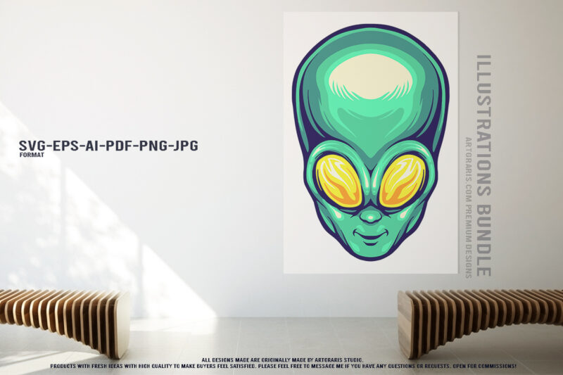 Funky Galactic Weed Alien and Tropical Themed Illustration Bundle