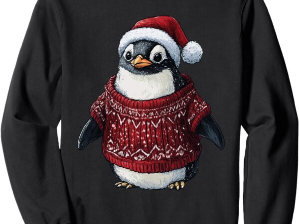 Penguin ugly sweater santa hat christmas sweatshirt