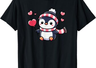 Penguin with Heart Balloon T-Shirt