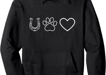 Pet Lover Horseshoe Paw Heart Love Pet Dog Cat Graphic Top Pullover Hoodie