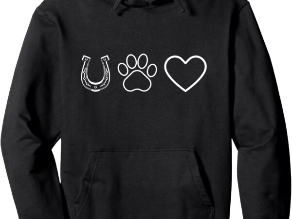 Pet lover horseshoe paw heart love pet dog cat graphic top pullover hoodie