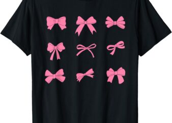 Pink Bow and Ribbon Cute Graphic For Girl Women T-Shirt