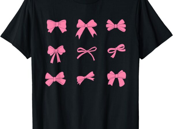 Pink bow and ribbon cute graphic for girl women t-shirt