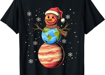 Planets Snowman Space Funny Christmas Astronomy for Kids T-Shirt