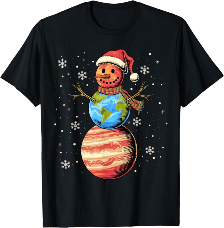 Planets Snowman Space Funny Christmas Astronomy for Kids T-Shirt