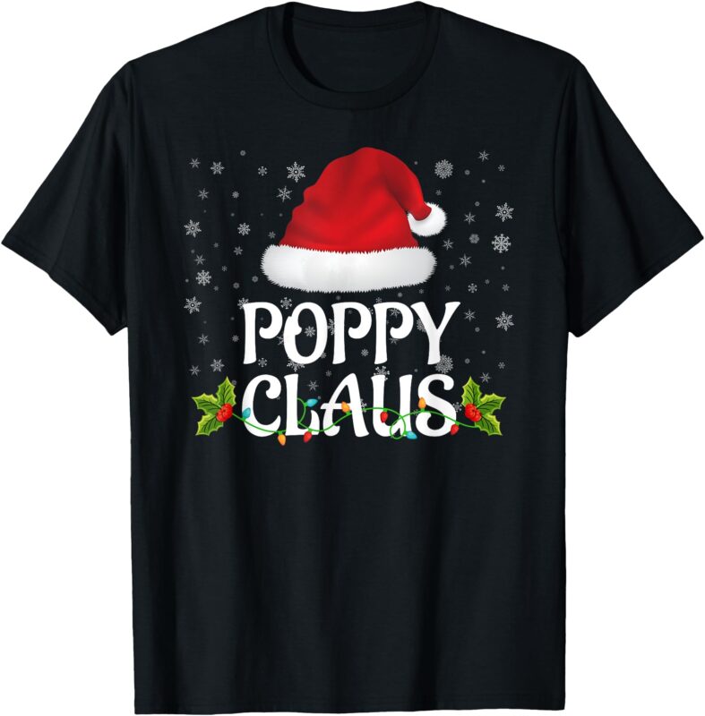 Poppy Claus Christmas Lights Santa Pajama Family Matching T-Shirt