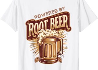 Powered By Root Beer Beverage Funny Soda Drink Lover Men’s T-Shirt