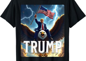 President Trump Riding an Eagle. Patriotic Political T-Shirt