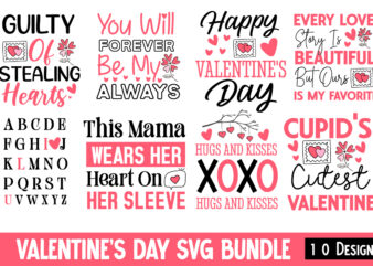 Valentine’s Day SVG bundle, Happy Valentine’s Day T-Shirt Design , Valentine Quotes, New Quotes, bundle svg, Valentine day, Love, Retro Vale