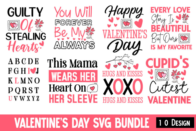 Valentine’s Day SVG bundle, Happy Valentine’s Day T-Shirt Design , Valentine Quotes, New Quotes, bundle svg, Valentine day, Love, Retro Vale