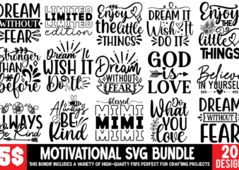 Motivational T-shirt Design Bundle ,Motivational Svg Bundle, Positive Quote svg, Affirmation svg, Cute Inspirational svg, Saying Svg, Png Fi