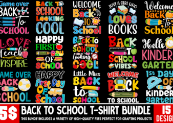 Back To School T-shirt Design BUndle, Welcome Back To School PNG, Retro Back To School Png, Back To School shirt Png, First day of school Pn