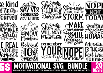 Motivational SVG T-shirt Design BUndle, Motivational Svg Bundle, Positive Quote svg, Affirmation svg, Cute Inspirational svg, Saying Svg, Pn