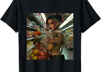 Punk Rock Girl Buying Groceries T-Shirt