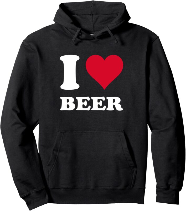 Red Heart I Love Beer Pullover Hoodie