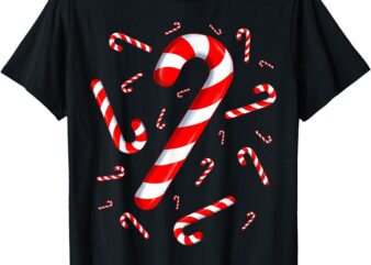 Red and White Candy Cane Santa Christmas Funny Xmas Lights T-Shirt