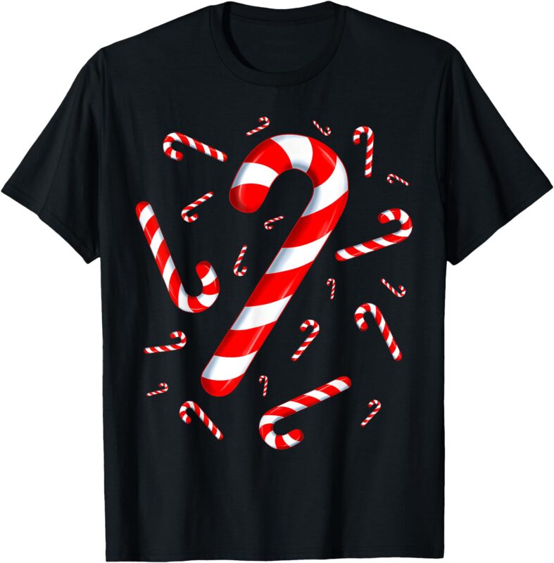 Red and White Candy Cane Santa Christmas Funny Xmas Lights T-Shirt