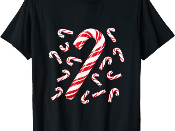 Red and white candy cane santa christmas t-shirt