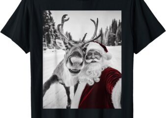 Reindeer Selfie Christmas Party Selfie Funny Reindeer Xmas T-Shirt