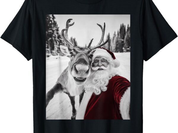 Reindeer selfie christmas party selfie funny reindeer xmas t-shirt