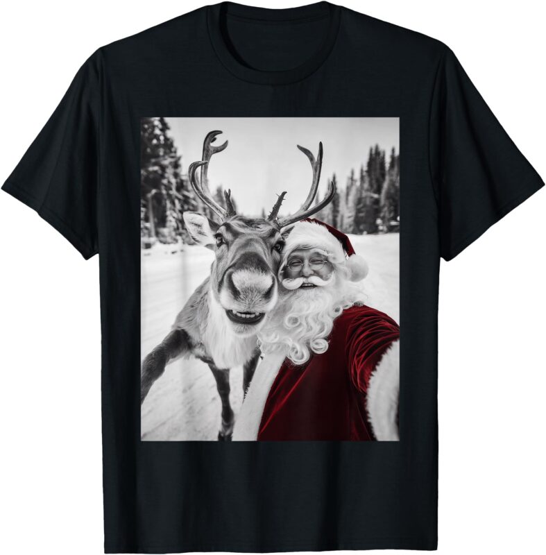 Reindeer Selfie Christmas Party Selfie Funny Reindeer Xmas T-Shirt