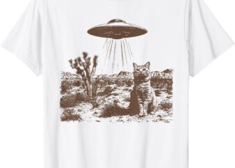 Retro 90s Western Vintage UFO Cowboy Cat Wild West Kitten T-Shirt