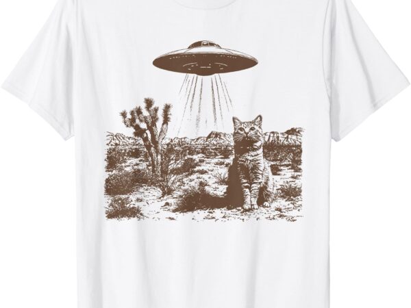 Retro 90s western vintage ufo cowboy cat wild west kitten t-shirt