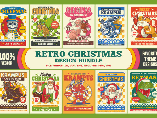 Retro christmas design bundle