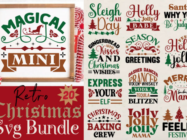 Retro christmas t-shirt bundle retro christmas svg bundle