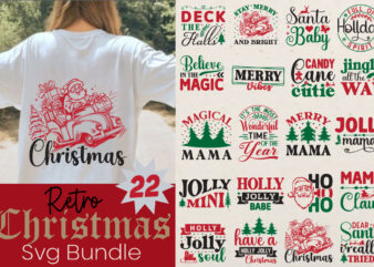 Retro Christmas T-shirt Bundle Retro Christmas Svg Bundle