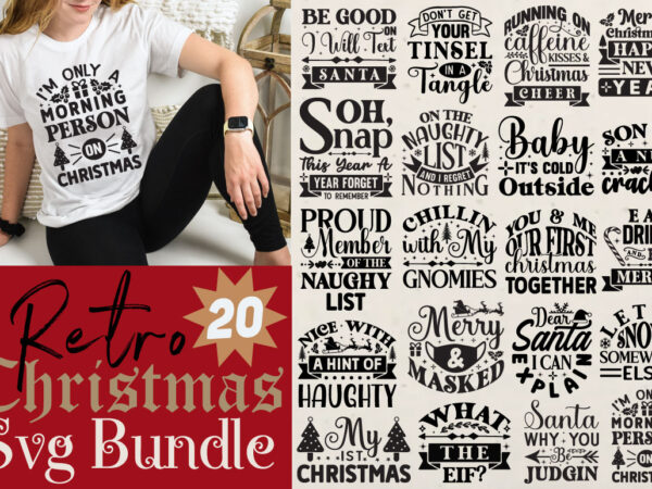 Retro christmas t-shirt bundle retro christmas svg bundle