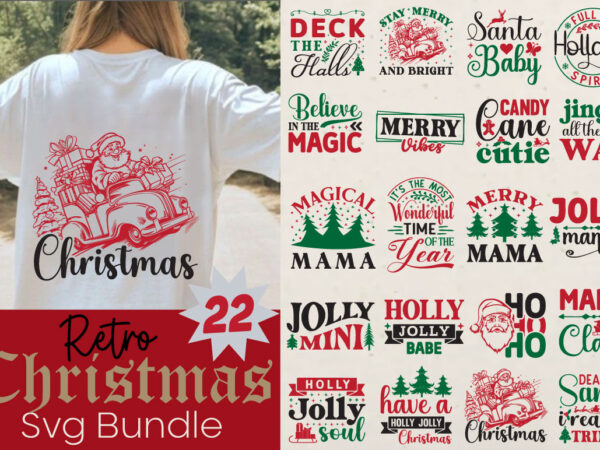 Retro christmas t-shirt bundle retro christmas svg bundle