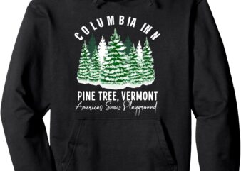 Retro Columbia Inn Pine Tree Vermont Merry Christmas Pullover Hoodie