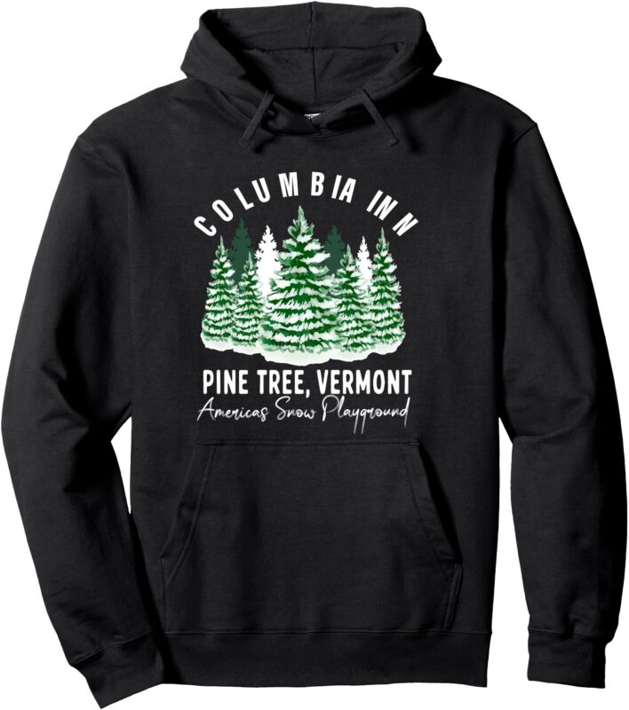 Retro Columbia Inn Pine Tree Vermont Merry Christmas Pullover Hoodie