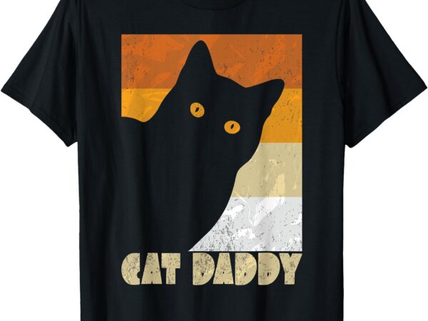 Retro distressed cat crazy look vintage cat daddy t-shirt