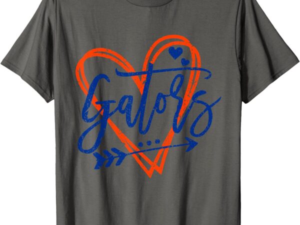 Retro gators heart name apparel design for men women kids t-shirt