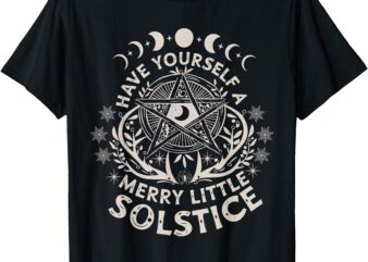 Retro Have Yourself A Merry Little Solstice Yule Holiday T-Shirt