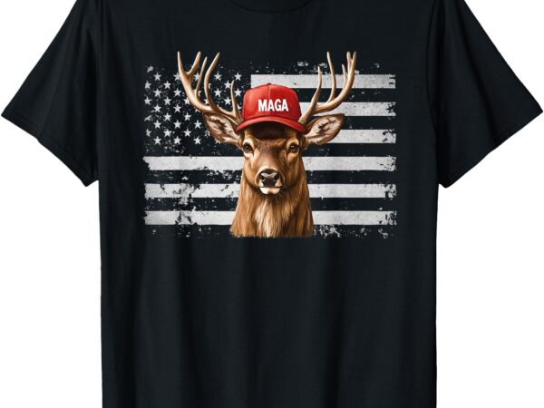 Retro hunting maga camouflage usa flag deer hunting season t-shirt