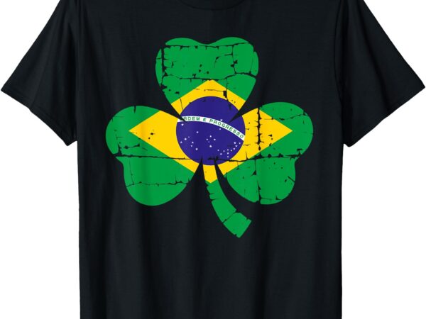 Retro irish brazil flag ireland shamrock st patricks day t-shirt