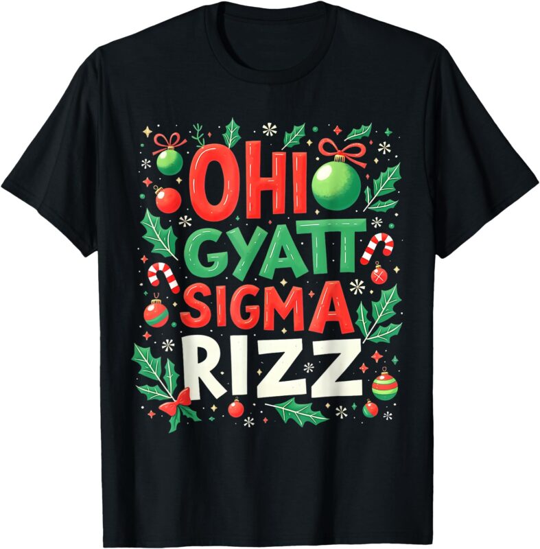 Retro Ohio Skibidi Gyatt Sigma Rizz Boys Christmas Rizzler T-Shirt