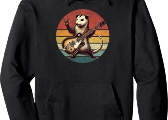 Retro possum rock music men kids women funny opossum rock pullover hoodie